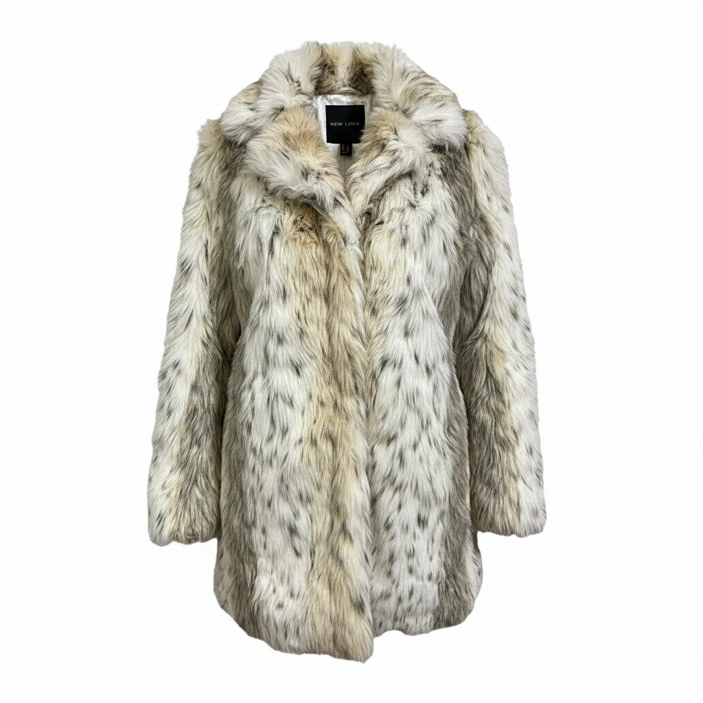 Snow Leopard faux fur coat back view - New Look UK brand clothing Pakistan