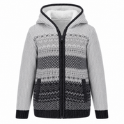 E of M Kids Hooded Knit Zip-Up Sweater Jacket with Sherpa Lining