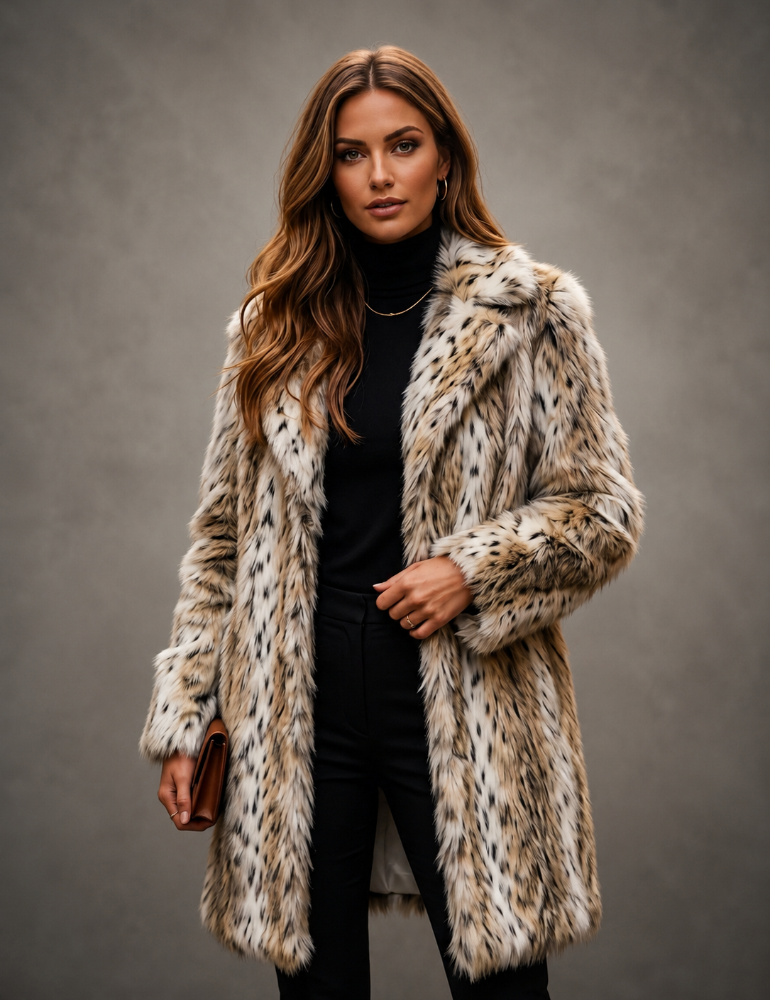 Snow Leopard print faux fur coat - women's winter coat, UK brand New Look, Pakistan