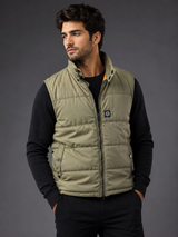 Duck and Cover Men's Olive Puffer Gilet – Authentic UK Return