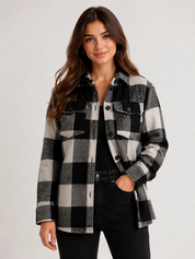 New Look Women's Black & White Check Shacket