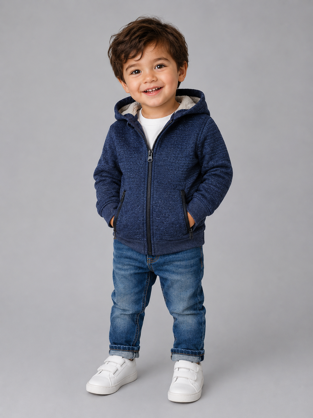 Primark Kids Navy Fleece-Lined Zip-Up Hoodie Jacket
