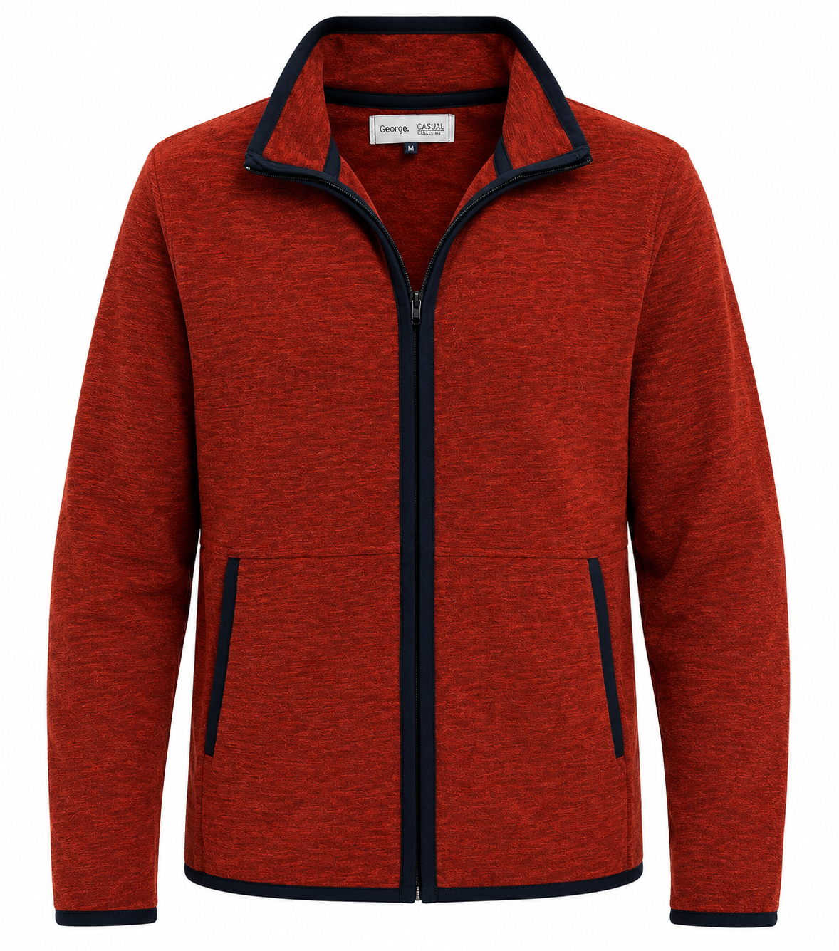 George Men's Maroon Full Zip Fleece Jacket