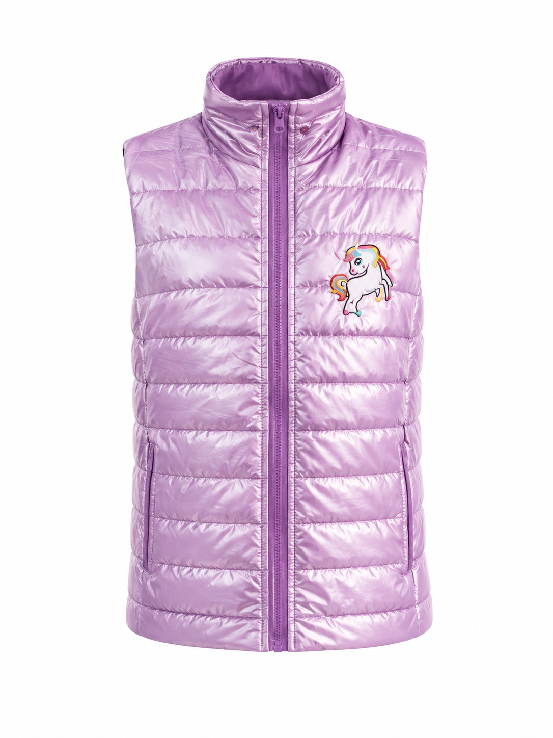 Girls Metallic Pink Quilted Puffer Jacket