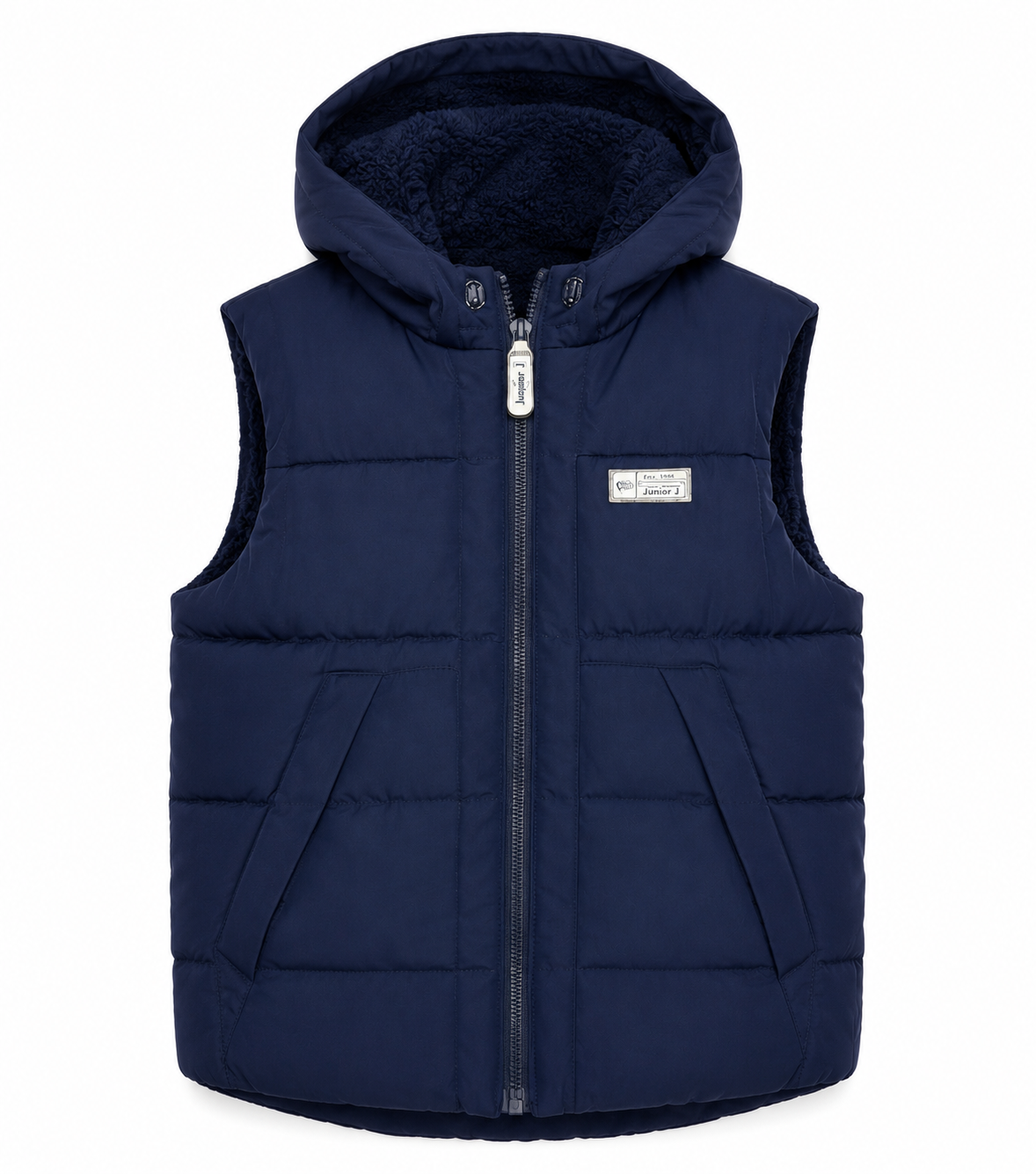 Junior Boys Navy Hooded Puffer Jacket
