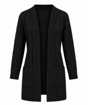 George Women Black Cable Knit Longline Cardigan