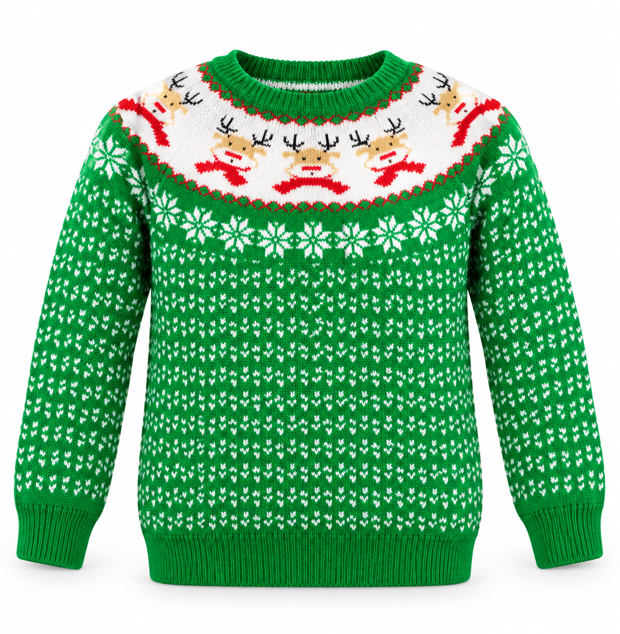 George Girl Green Christmas Reindeer Fair Isle Knit Jumper