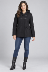 George Women Black Hooded Duffle Coat with Toggle Fastenings
