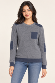 George women  Grey Knit Jumper with Navy Contrast Details