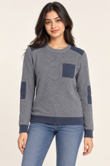 George women  Grey Knit Jumper with Navy Contrast Details