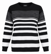 PRIMARK Women Black & White Striped Knit Jumper