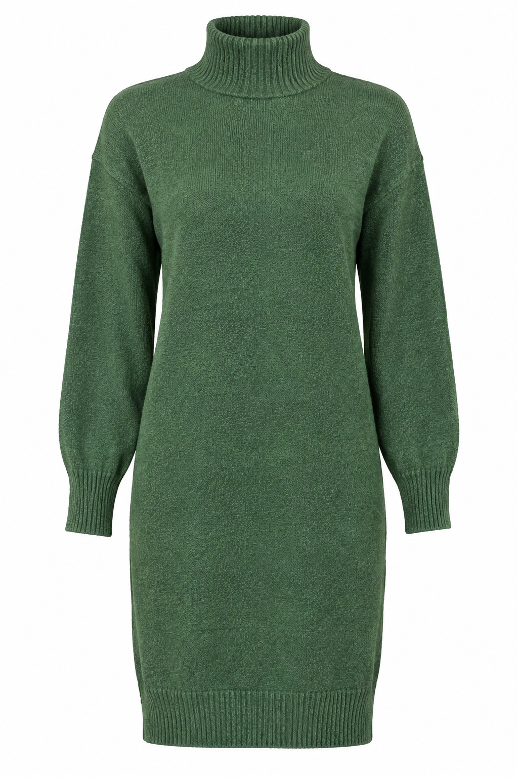 PAPAYA Women Olive Green Knitted Turtleneck Sweater Dress