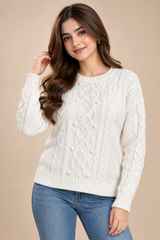 F&F Women Cream Cable Knit crop
