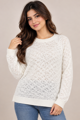 Tu Women White Open-Knit Jumper