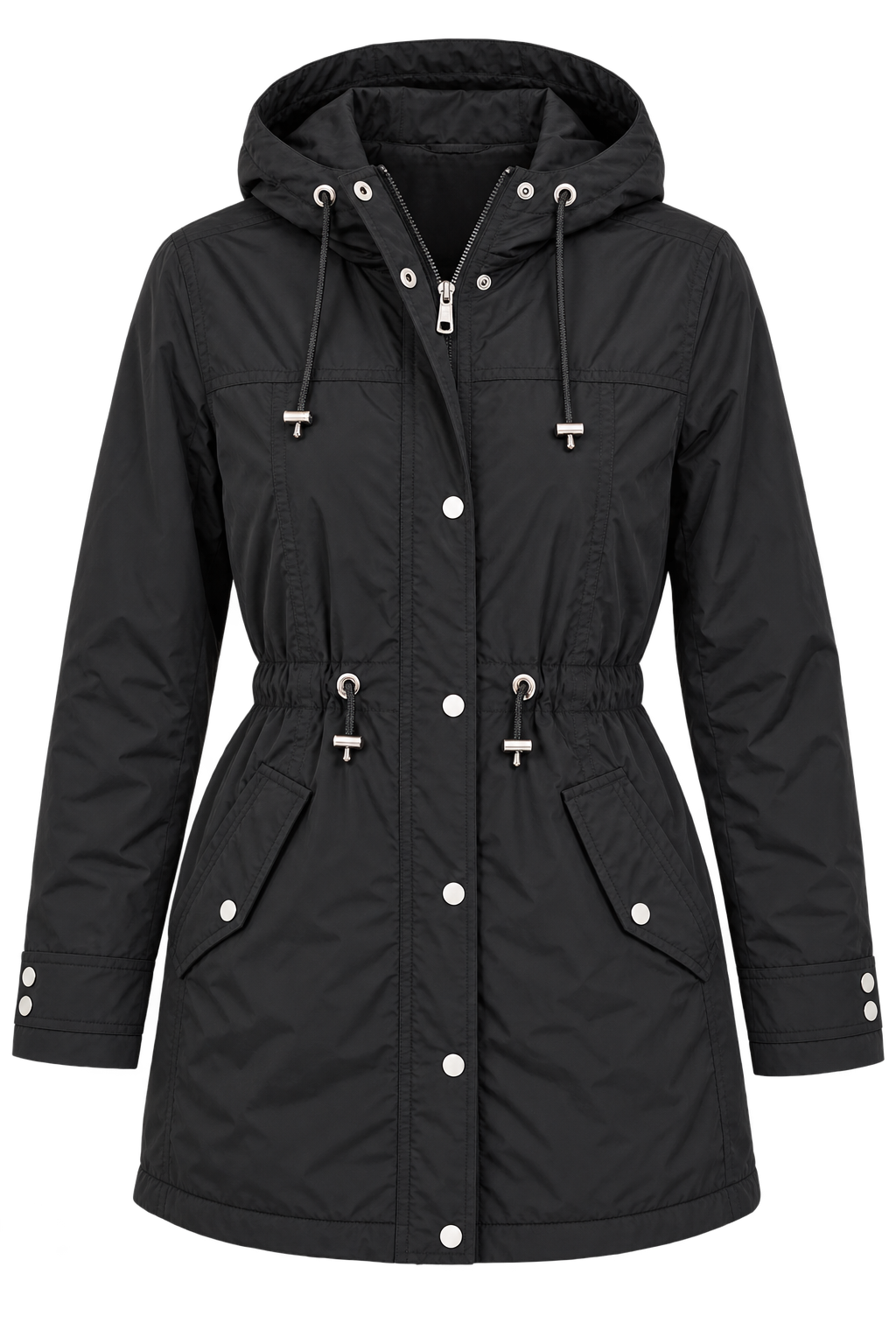 GEORGE Women Black Hooded Parka Jacket