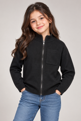 NEXT Girl Black Zip-Up  jacket with Chest Pocket
