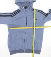 Adidas Boys Blue Full Zip Hoodie Size 13-14 Years Cotton Blend
