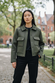 Dorothy Perkins Women's Khaki Utility Cropped Jacket – UK Return