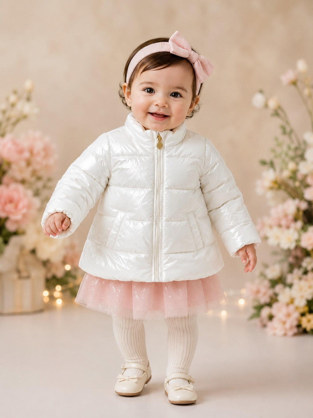 Baby Girls White Puffer Jacket – UK Brand Kids Winter Coat in Pakistan