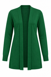  Aamilife emerald green open-front cardigan in UK size XL. Soft longline knit with long sleeves—ideal for stylish everyday layering.