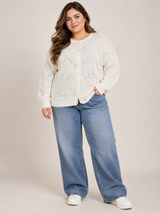 ABEL Women Ivory Diamond Pattern Knitted Cardigan