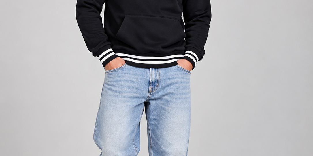 ACES COUTURE Men's Black & White Logo Sweatshirt in UK XL. Chest 22", length 27". Stylish crew neck pullover with kangaroo pocket. Shop now!