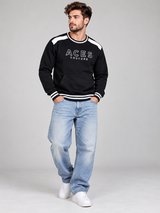 ACES COUTURE Men Black & White Logo Sweatshirt