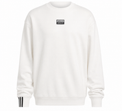 Adidas white crewneck sweatshirt in UK Size S. Classic sporty design with iconic branding, ribbed details and versatile everyday styling.