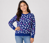 Adore Girls Navy Blue Snowflake Print Sweatshirt
