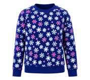  Adore girls’ navy blue snowflake print sweatshirt, UK size 12–14. Long sleeve winter top with fun pink and white star detailing.