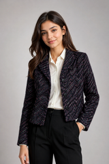ALEX SCO Women's Textured Tweed Blazer Jacket