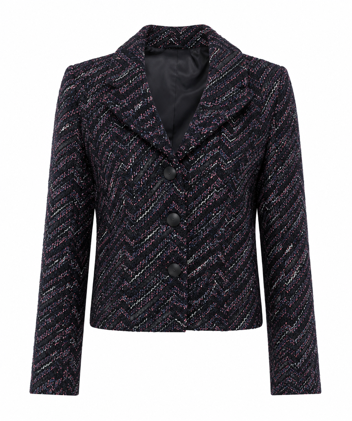 ALEX SCO women's textured tweed blazer in UK size 12. Stylish cropped tailored jacket with patterned weave, notched lapels and button fastening, perfect for formal and office wear.