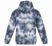  Alice Boys’ Tie Dye Hoodie in UK Size 10. Grey and white marbled pullover hoodie with kangaroo pocket, hood and statement back print.