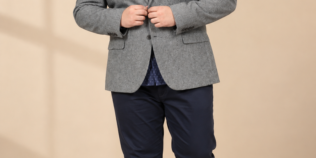 ALTAMODA Men's Grey Textured Blazer in UK XL. Chest 22", length 30". Stylish smart-casual jacket for office, parties and formal occasions.