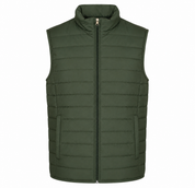 Amazon Essentials Men's Olive Green Quilted Puffer Gilet Vest in UK Size XL. Stylish padded sleeveless design with zip fastening, high collar and side pockets.