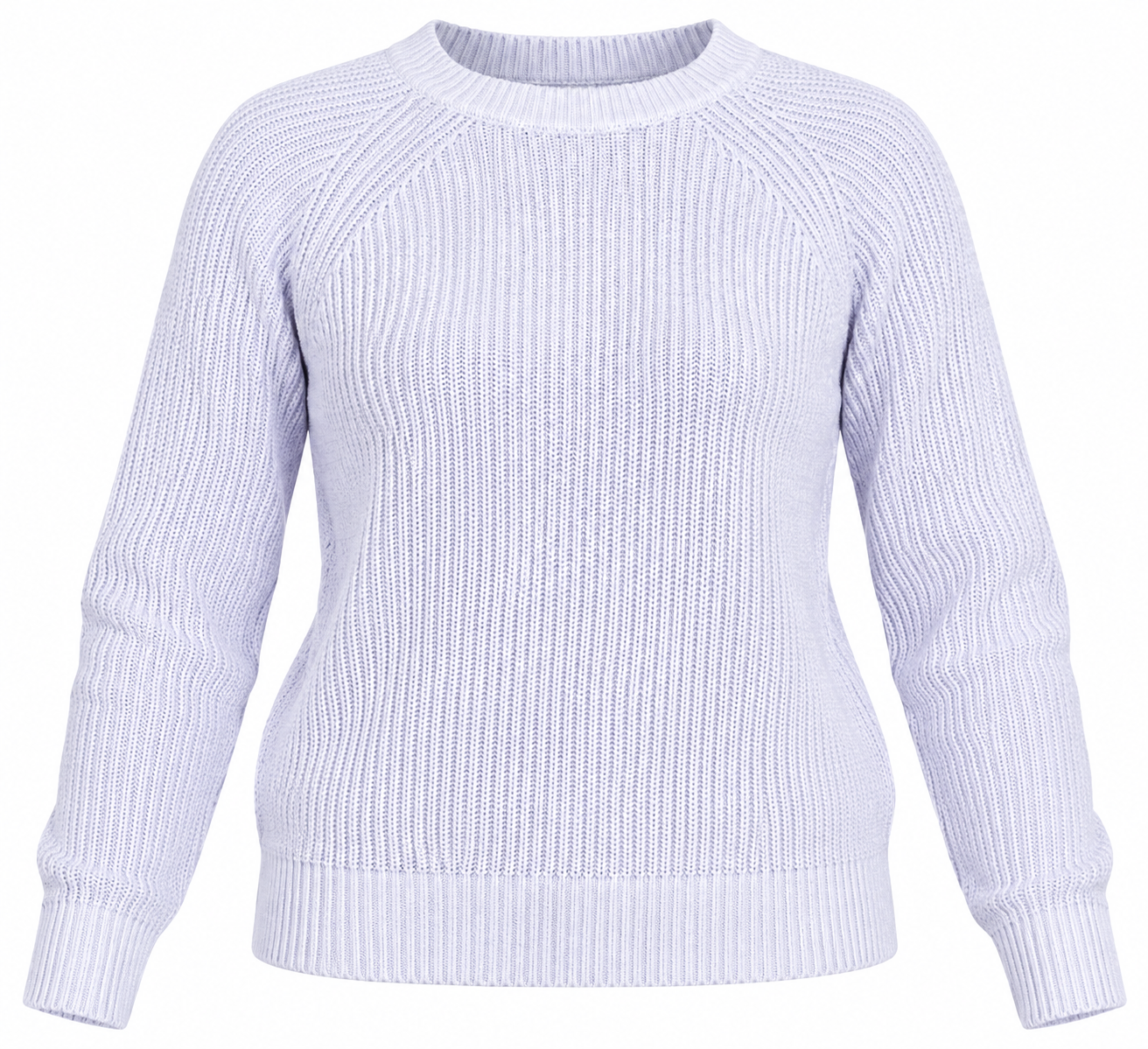 Amazon Women's Light Lavender Ribbed Knit Jumper in UK Size L. Stylish crew neck, long sleeves and textured knit. Perfect for casual winter wear.