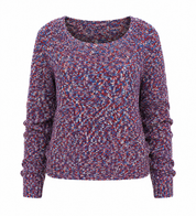 ANTHOLOGY women’s multicoloured chunky knit jumper in UK size 24/26. Stylish red, blue and white textured pullover with a relaxed fit, perfect for casual wear.
