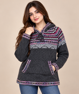 APRICOT Women Charcoal Fair Isle Hooded Knitted Jumper