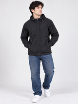 Armani Exchange Men's Black Lightweight Hooded Windbreaker Jacket