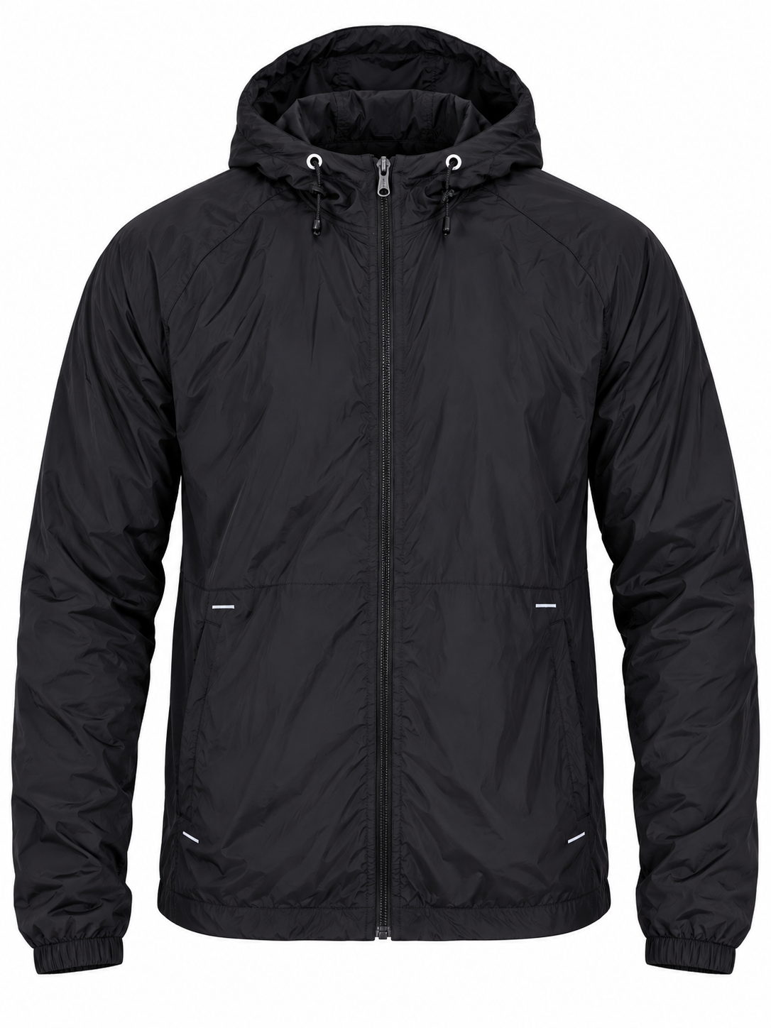 Armani Exchange Men's Black Hooded Windbreaker Jacket in UK Size M. Lightweight full-zip casual jacket with adjustable hood and stylish fit.