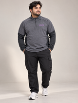 ARMOUR Men Grey & Black Quarter Zip Sports Pullover