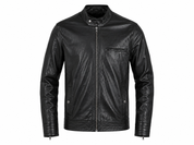  ASOS Men's Black Leather Jacket in UK Size M. Stylish full-zip design with snap collar, chest pocket, zipped cuffs and classic biker-inspired detailing.
