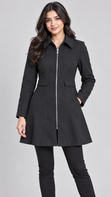 ASOS Women Charcoal Black Fitted Zip-Up Coat