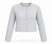  this ASOS light grey ribbed knit button cardigan in UK size 18. A stylish, comfortable pre-loved layer for everyday outfits.