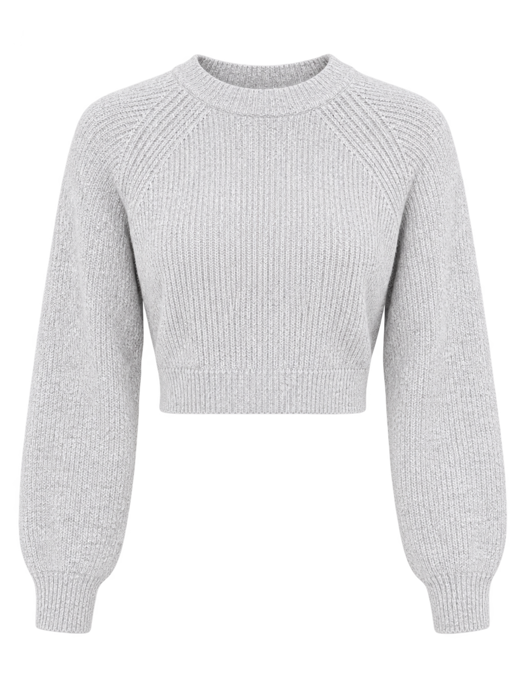  ASOS women’s light grey ribbed knit cropped sweater in UK size 6. Stylish crew neck, long sleeves and textured knit finish, perfect for casual outfits.