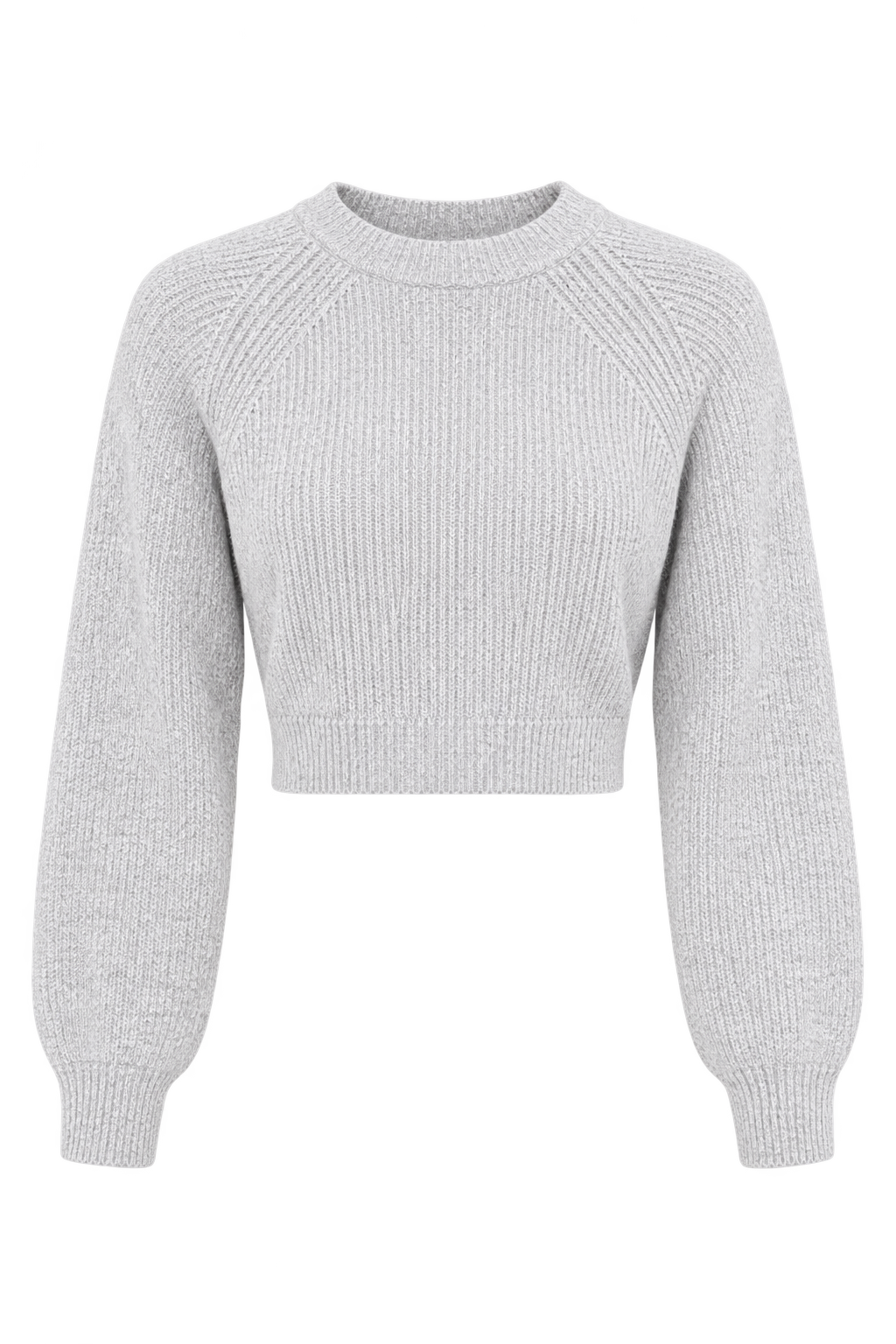  ASOS women’s light grey ribbed knit cropped sweater in UK size 6. Stylish crew neck, long sleeves and textured knit finish, perfect for casual outfits.