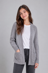 ASOS Women’s Grey Knitted Open Front Cardigan with Pockets