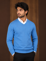 ATLANTIC BAY Men’s Sky Blue V-Neck Sweater
