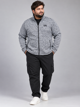 ATLAS FOR MEN Men Grey Marl Full Zip Fleece Jacket