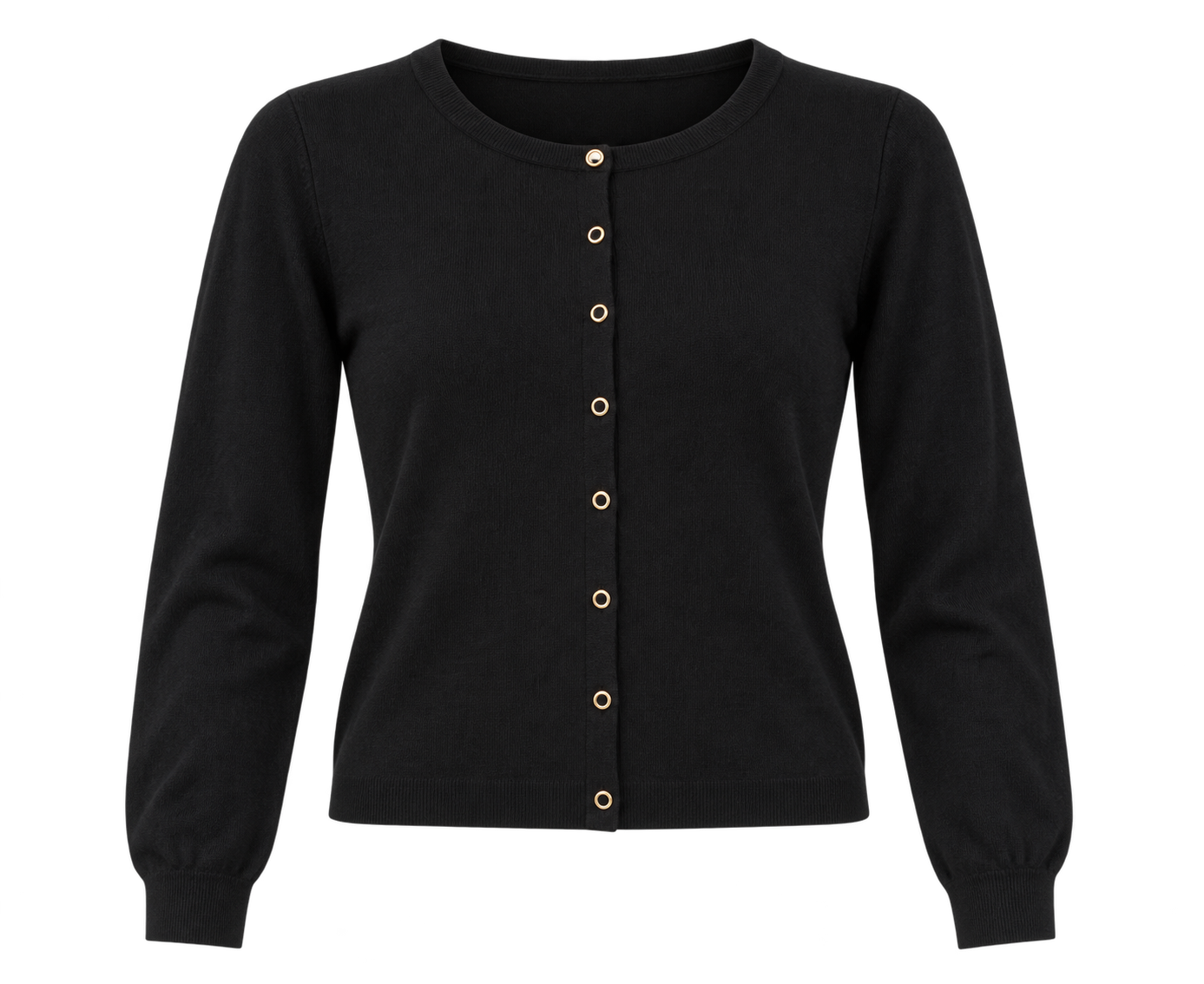   Atmosphere black button-front cardigan in UK size 14. A versatile soft-knit layer with gold-tone buttons, ideal for casual and smart outfits.